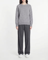 Pull oversize à col rond en cachemire - Gris Chiné Foncé