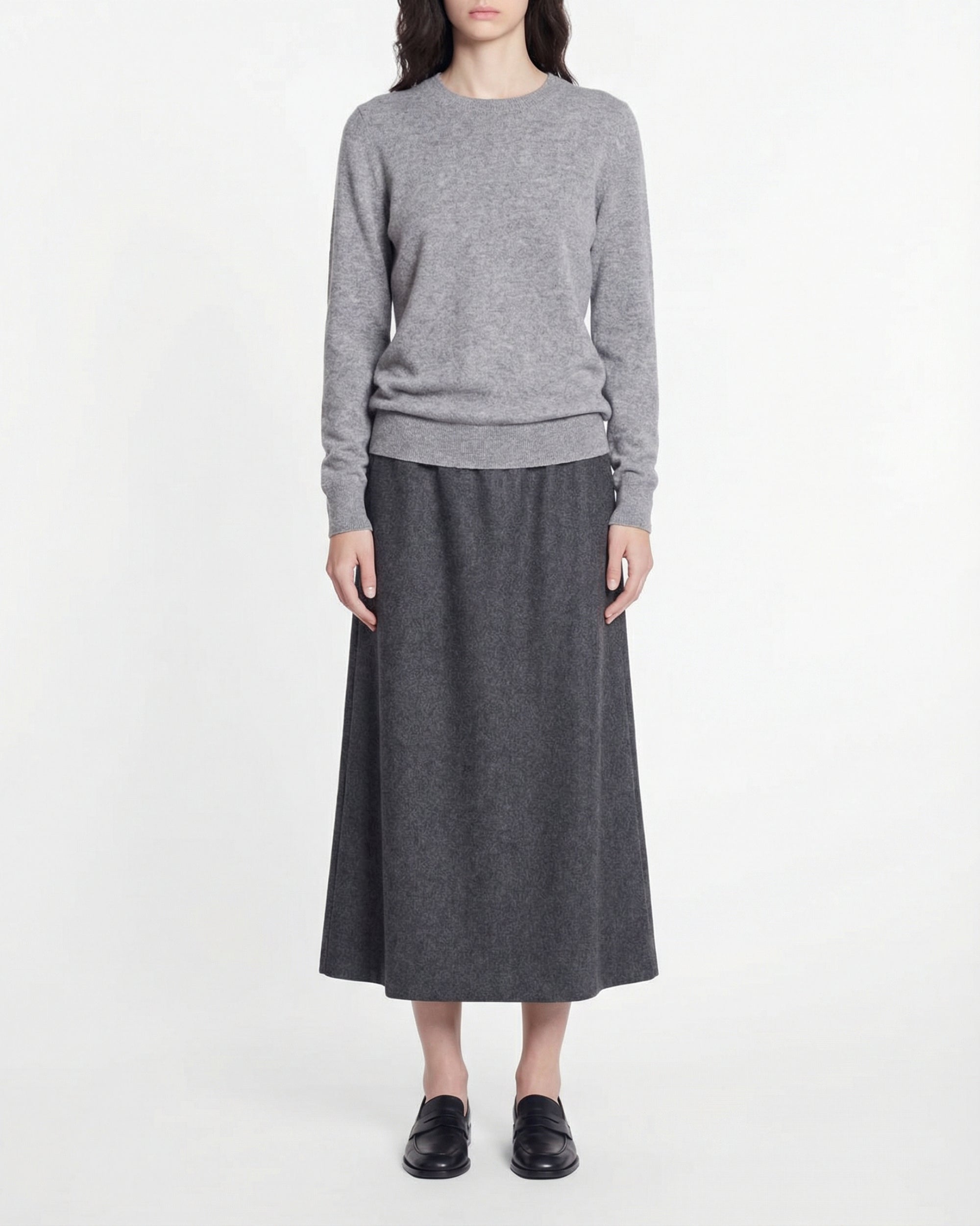 Pull à col rond en cachemire - Gris Chiné Foncé