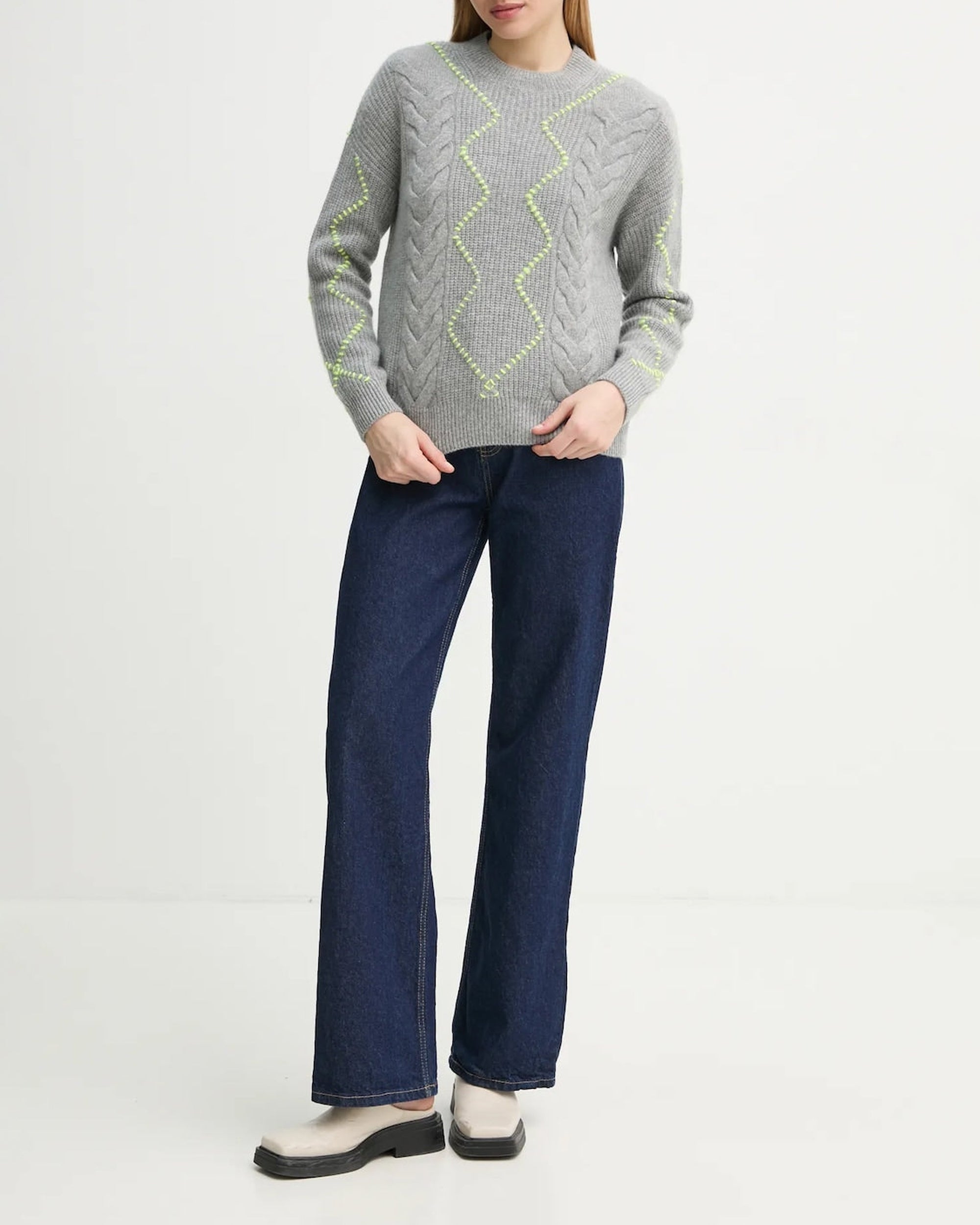 Pull à col rond en cachemire - Gris Chiné Foncé