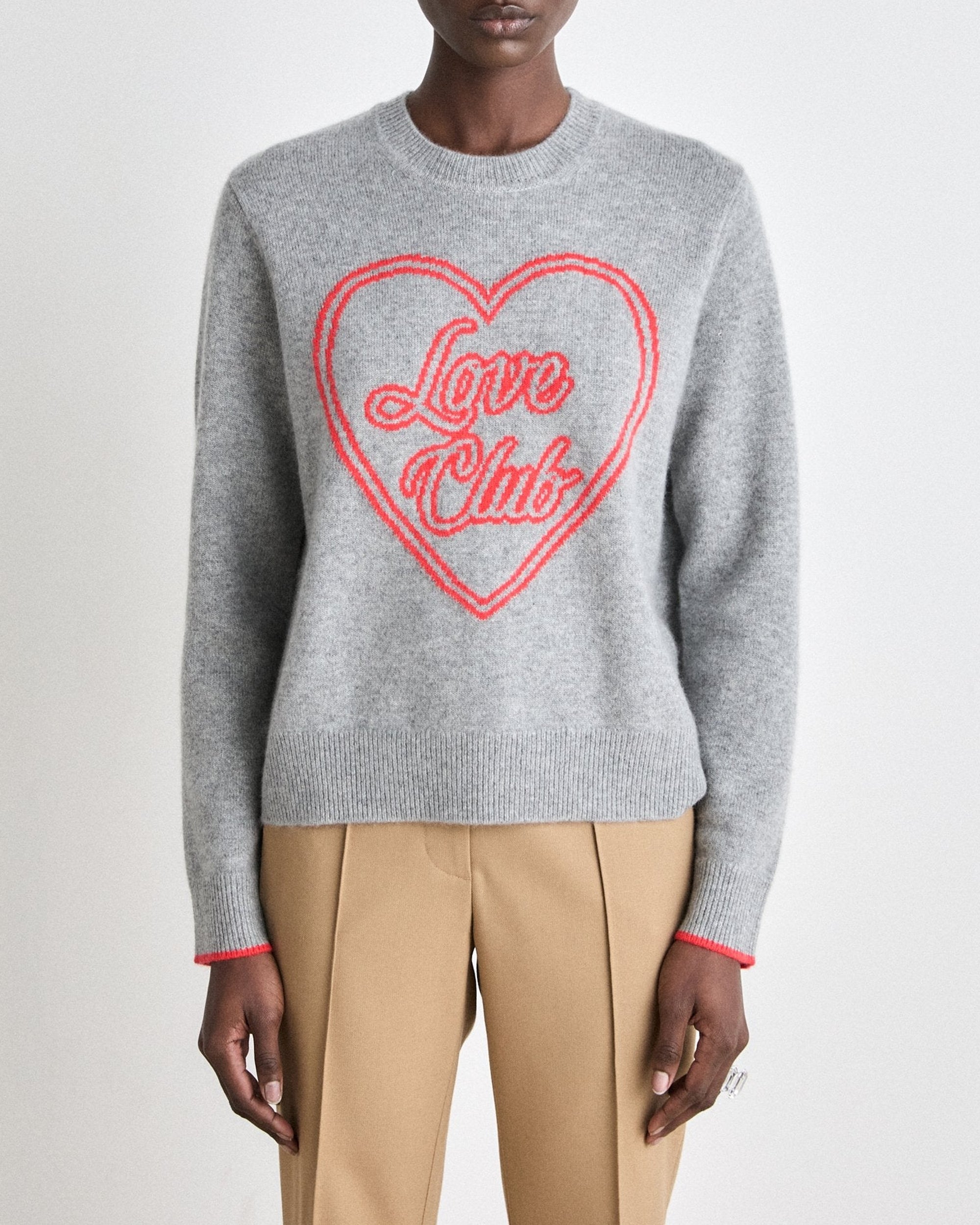 Pull à col rond en cachemire - Gris Chiné Foncé