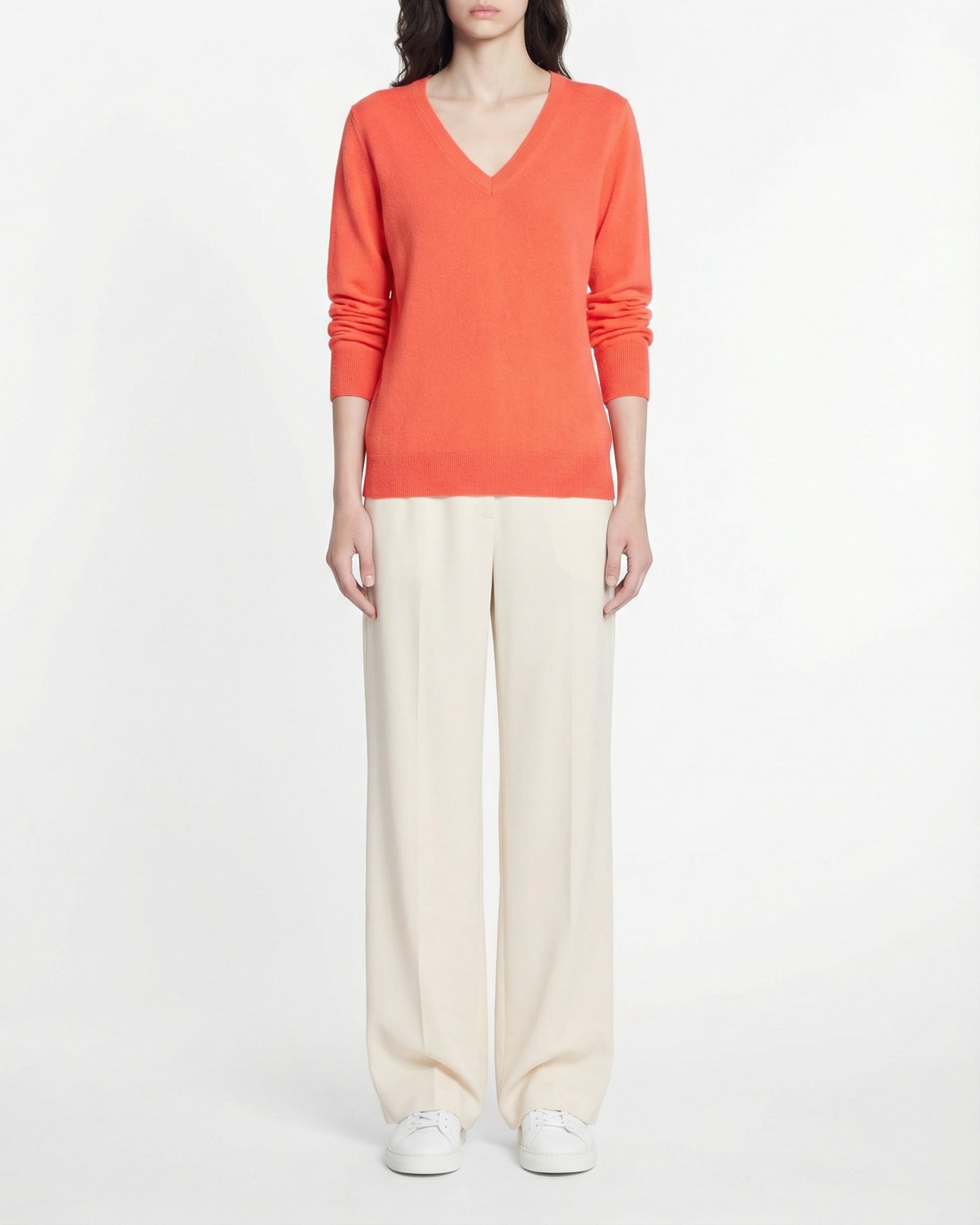 Cashmere V-neck jumper - Utopic Corail