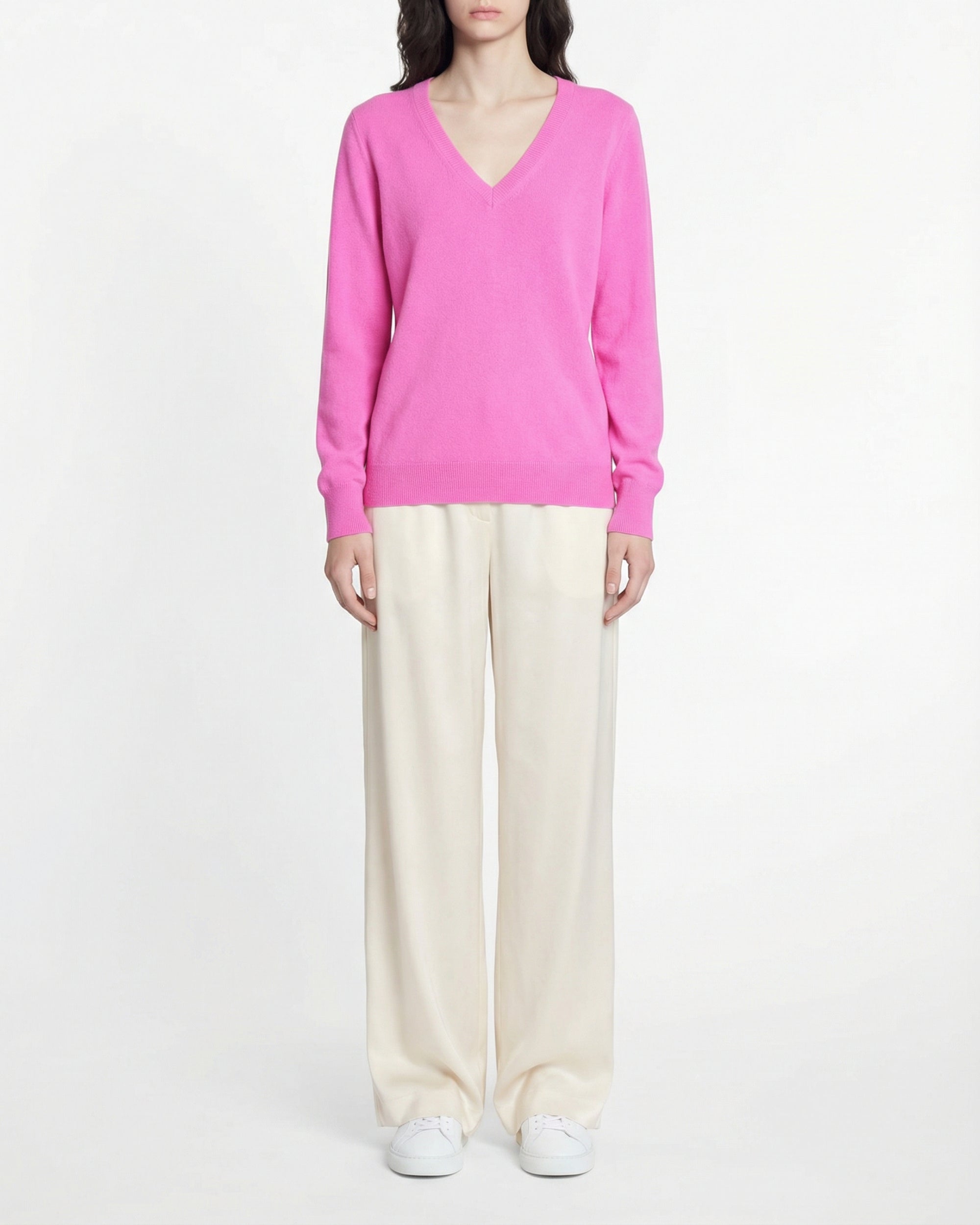 Cashmere V-neck jumper - Dreamy Pink