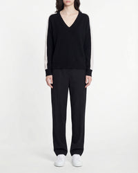 Pull oversize à col V en cachemire - Noir