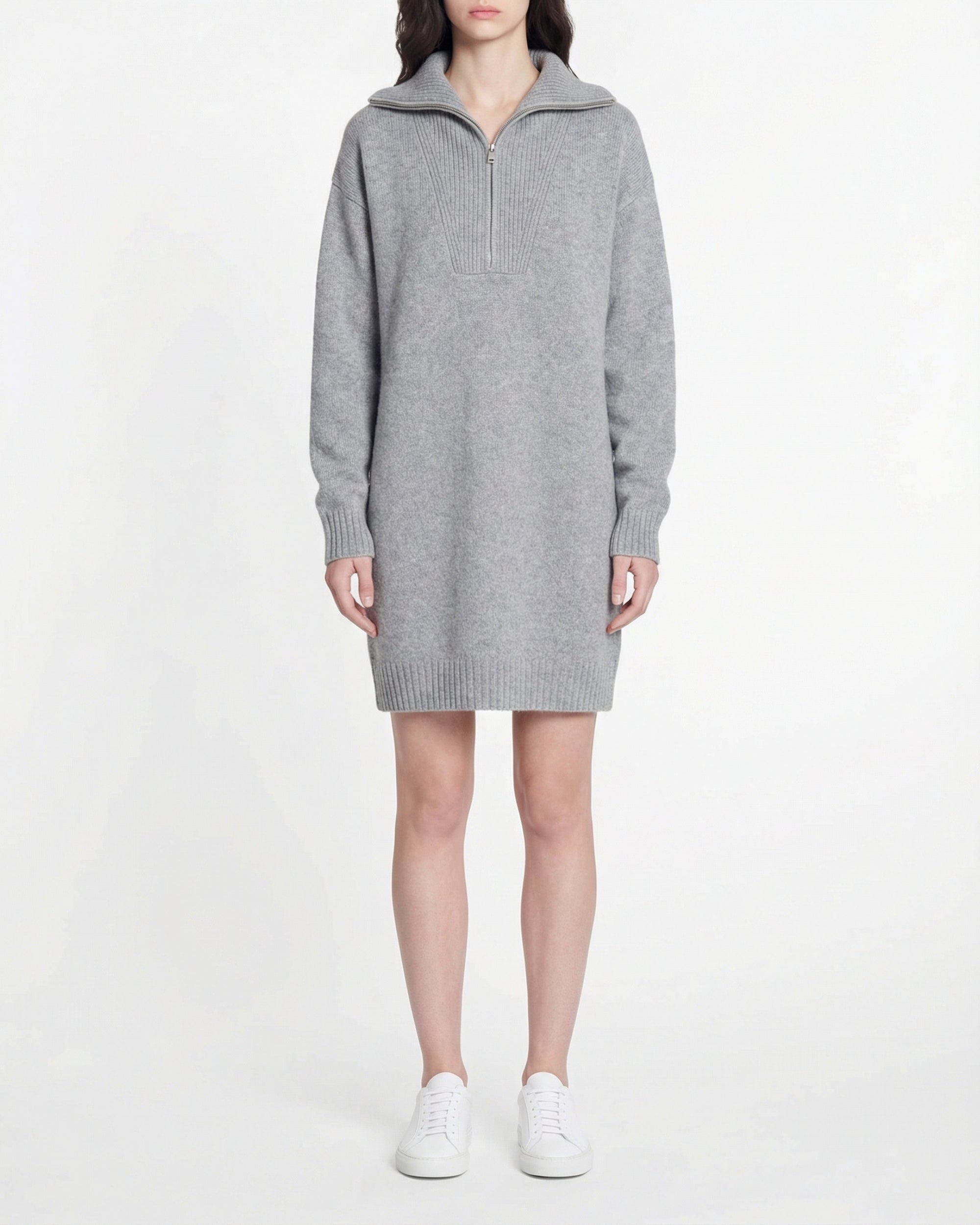 Cashmere short dress - Dark Mottled Grey