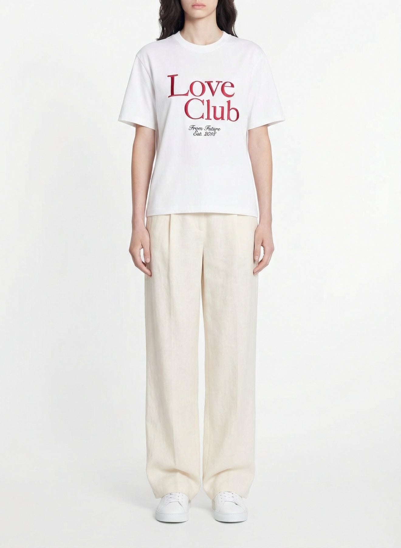 T-shirt à col rond Love Club - Blanc