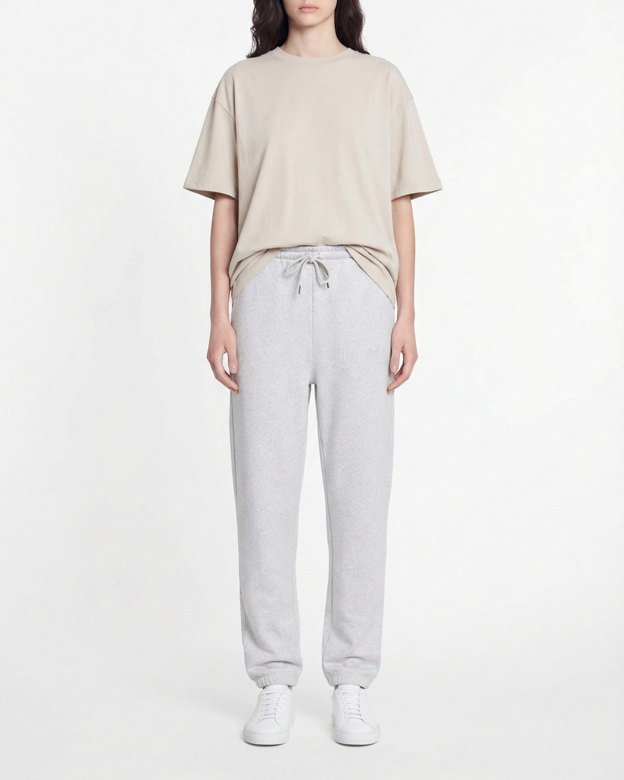 Pantalon de jogging droit à poches - Gris Chiné Clair