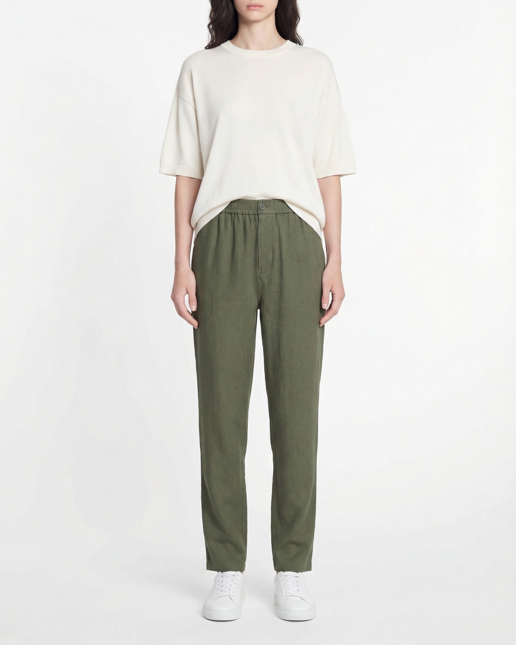 Pantalon droit en lin - Kaki