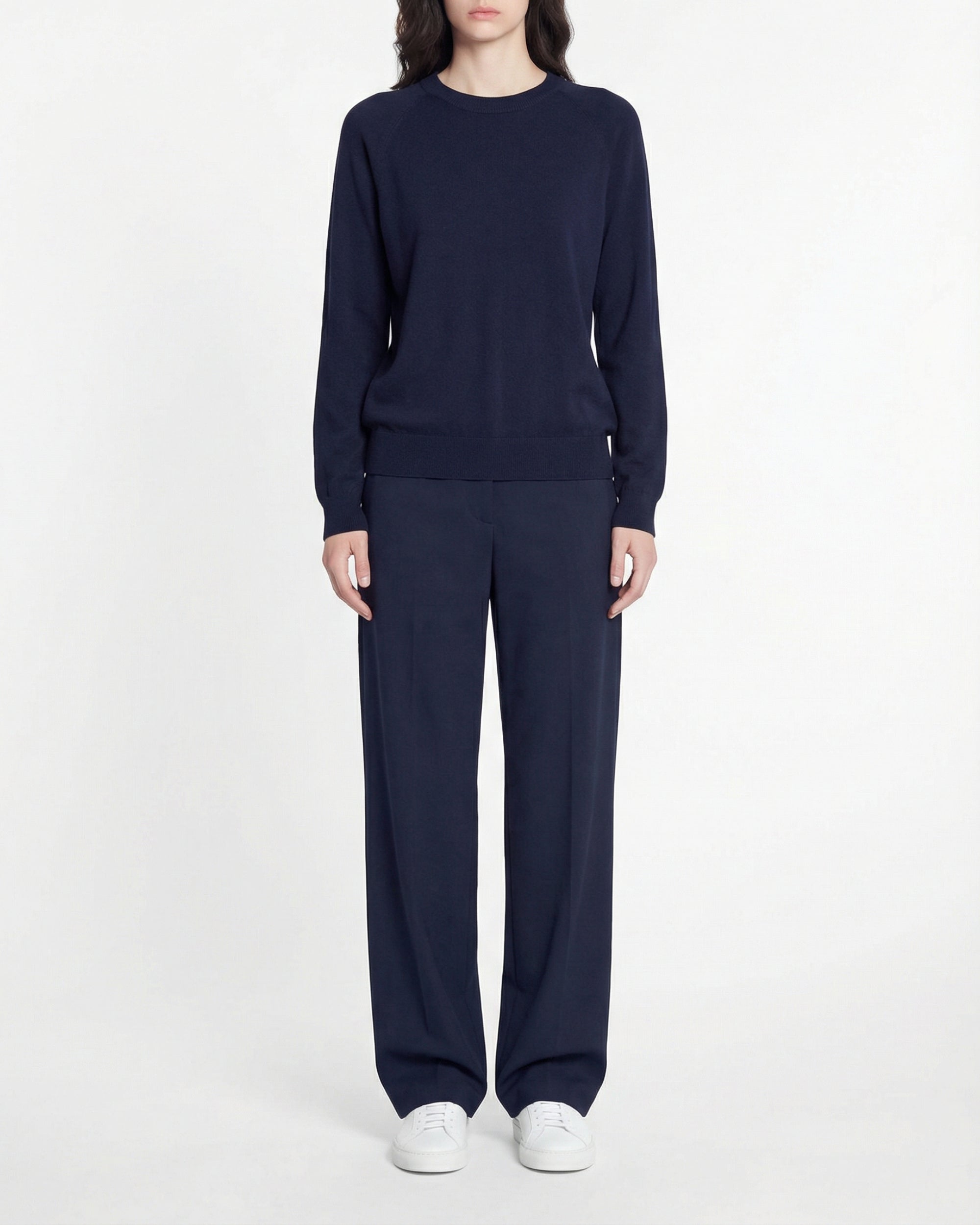 Pull à col rond en laine - Navy