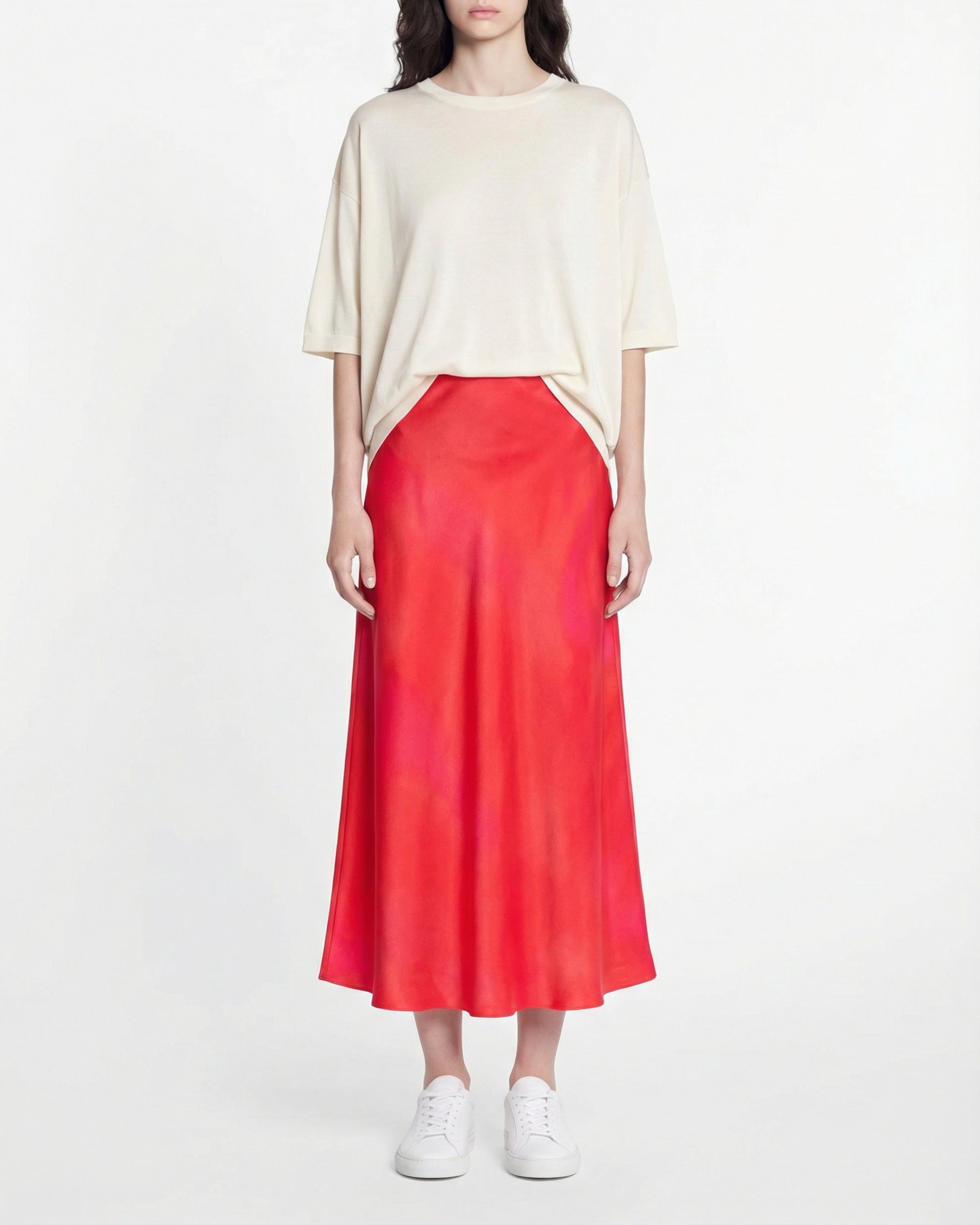 Jupe midi Vicky en soie - Utopic Pink