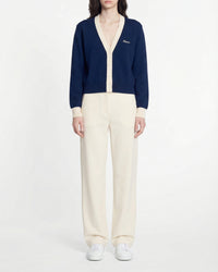 Cardigan bicolore en cachemire - College Blue
