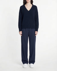 Pull oversize à col V en cachemire - Noir
