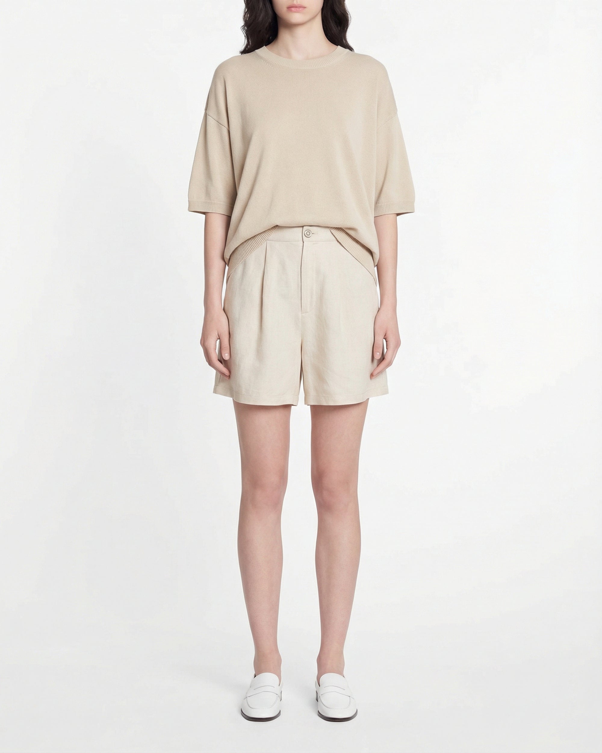 Short linen shorts - Beige