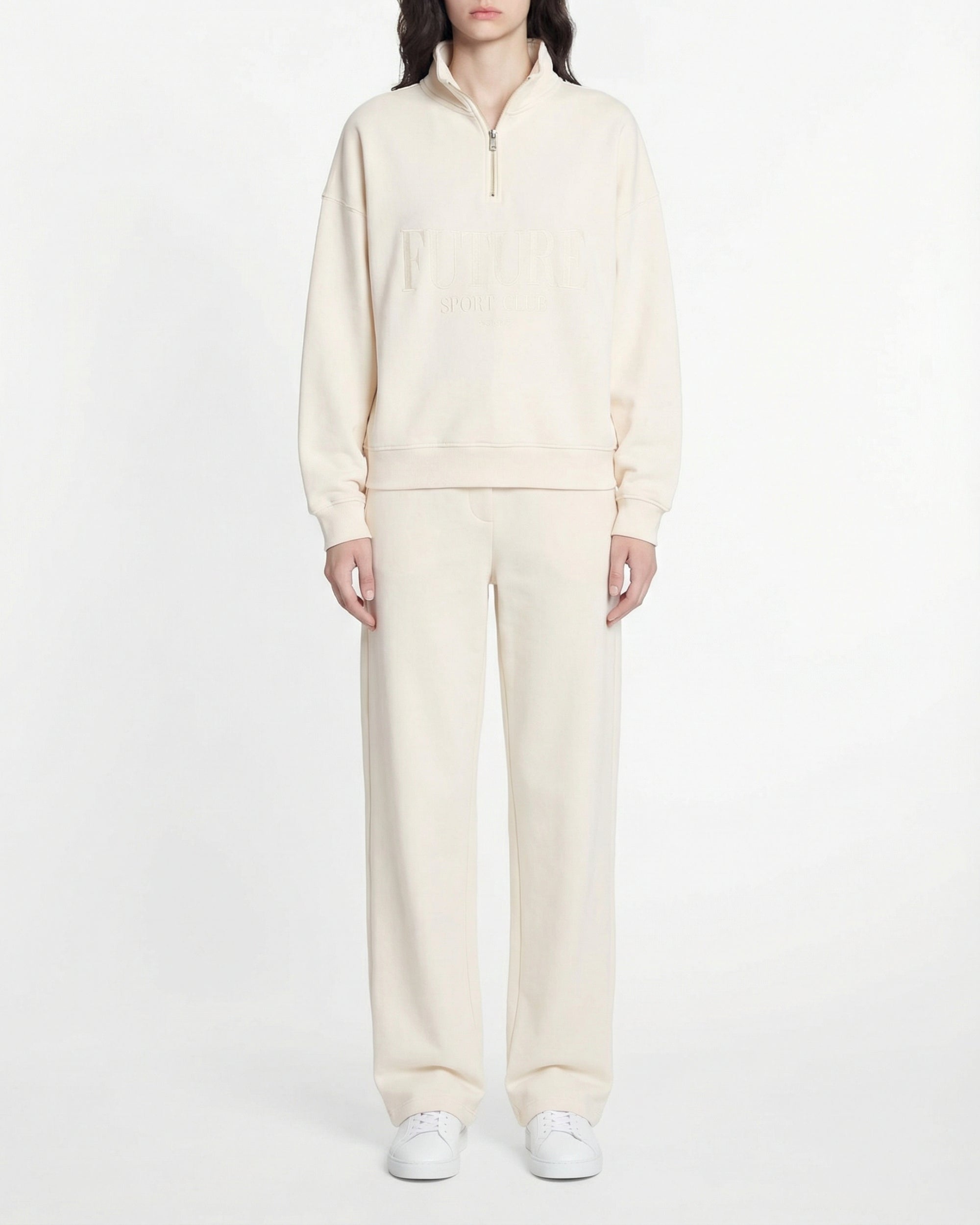 Sweatshirt à col camionneur - Beige