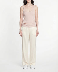 Ribbed tank top in wool - Light Beige