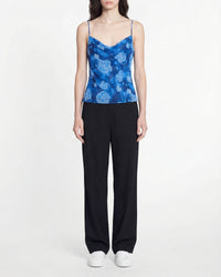 Chiffon strapless top - Romantic Roses Blue