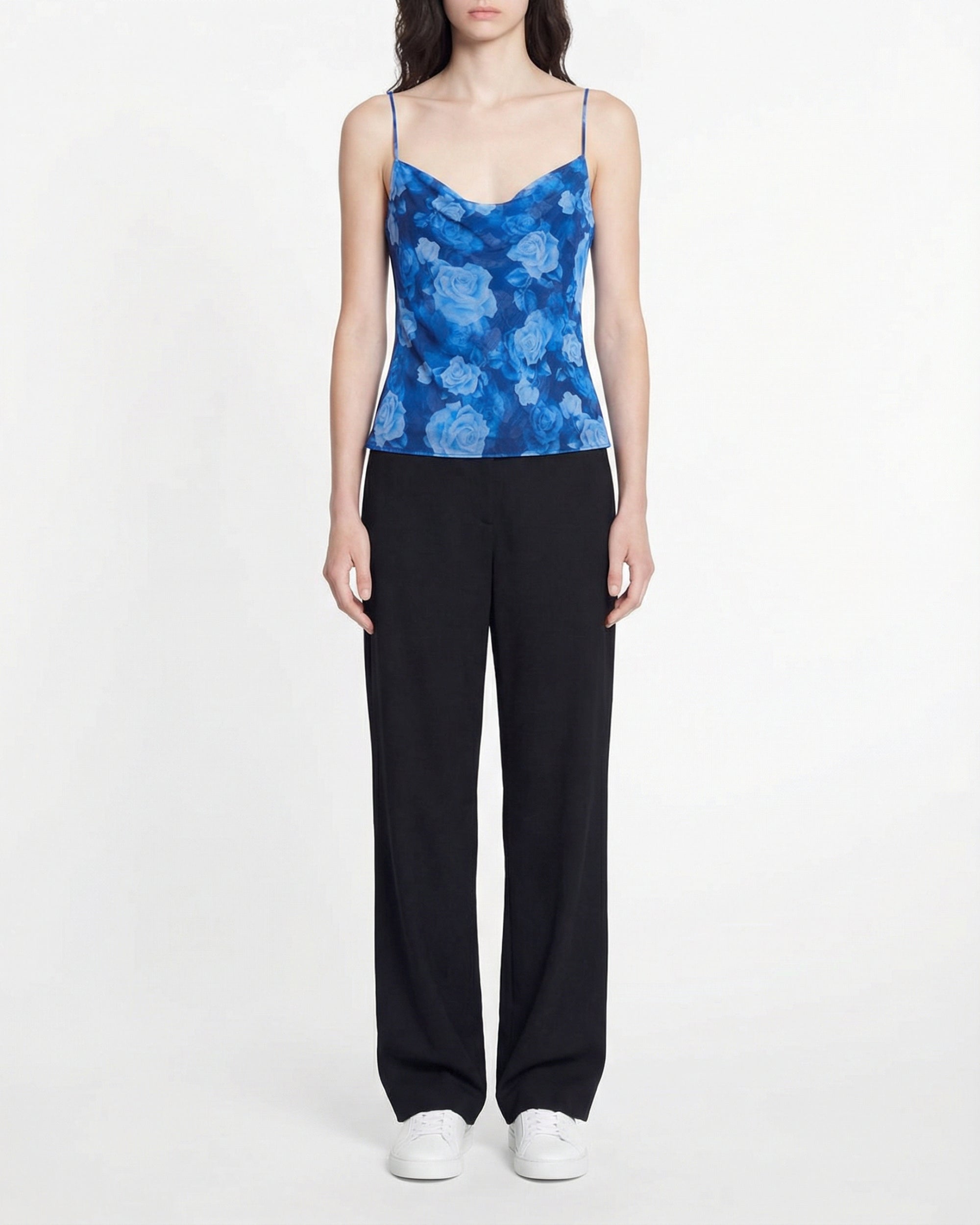 Chiffon strapless top - Romantic Roses Blue