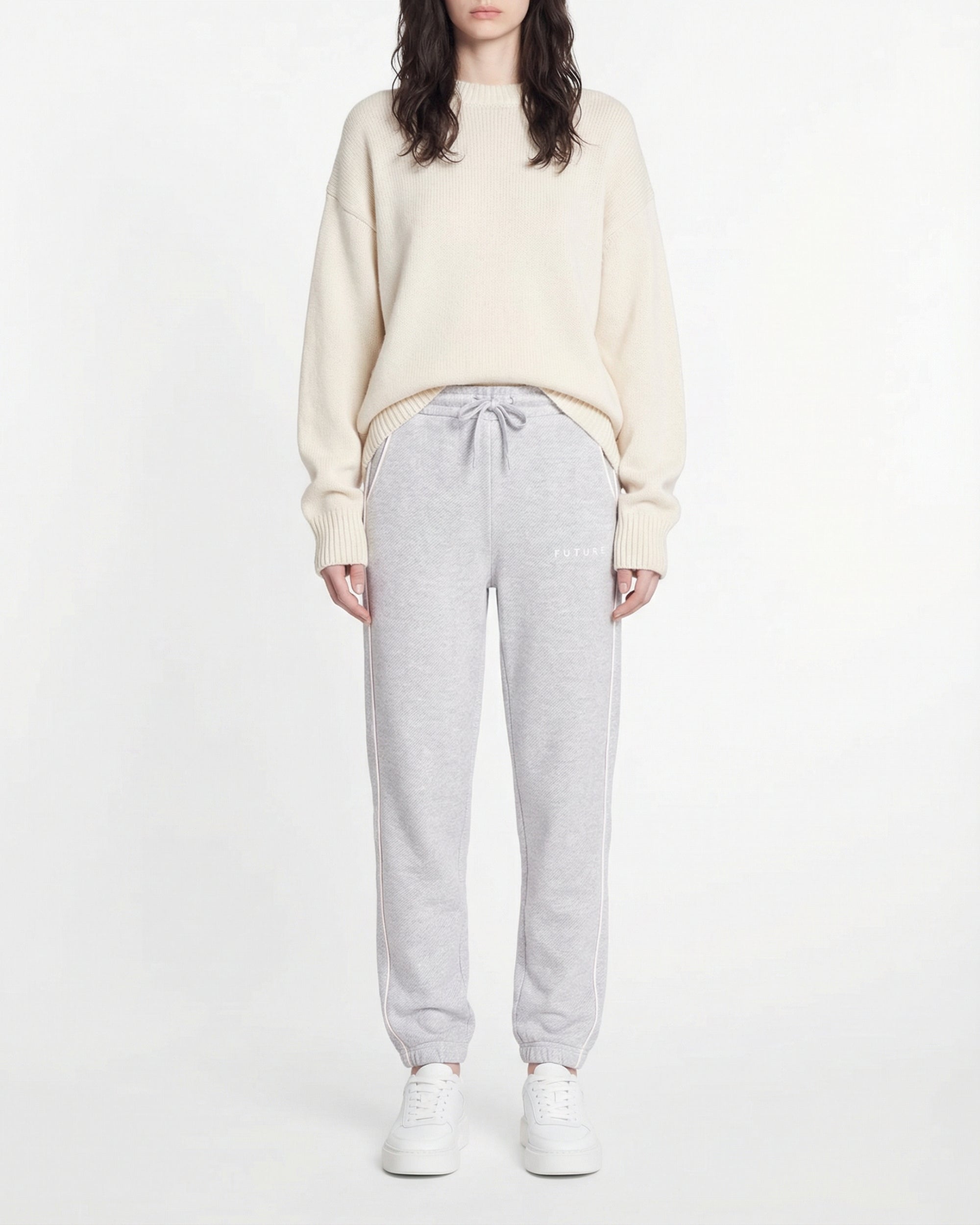 Pantalon de jogging large à poches - Gris Chiné Clair