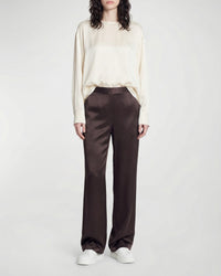 Pantalon large Adama en soie - Chocolat