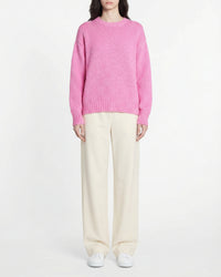 Pull oversize à col rond en cachemire - Fantasy Pink