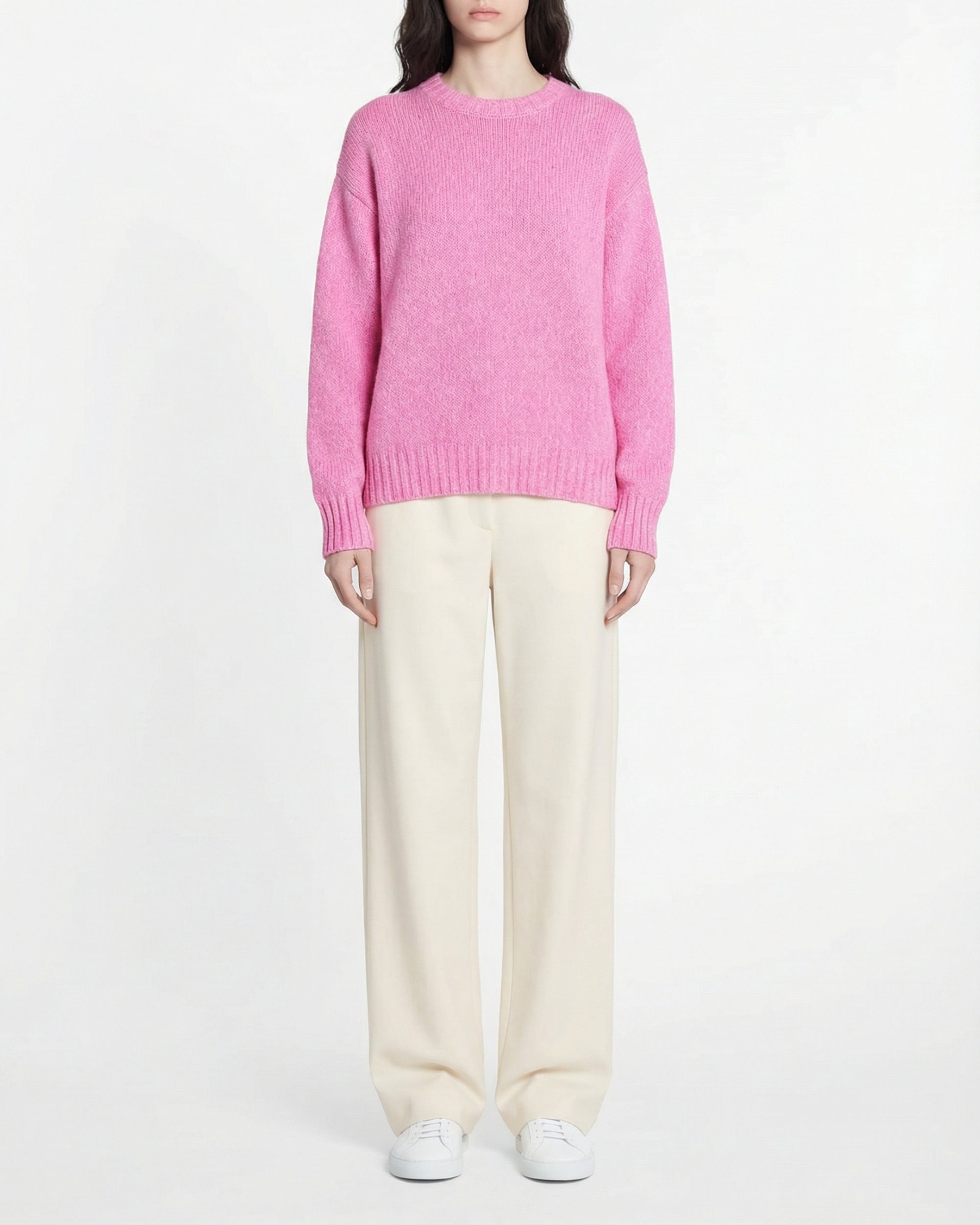 Pull oversize à col rond en cachemire - Fantasy Pink