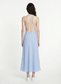 Robe longue à bretelles Arielle en lin - Baby Blue