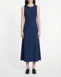 Addi strapless maxi dress in linen - Navy