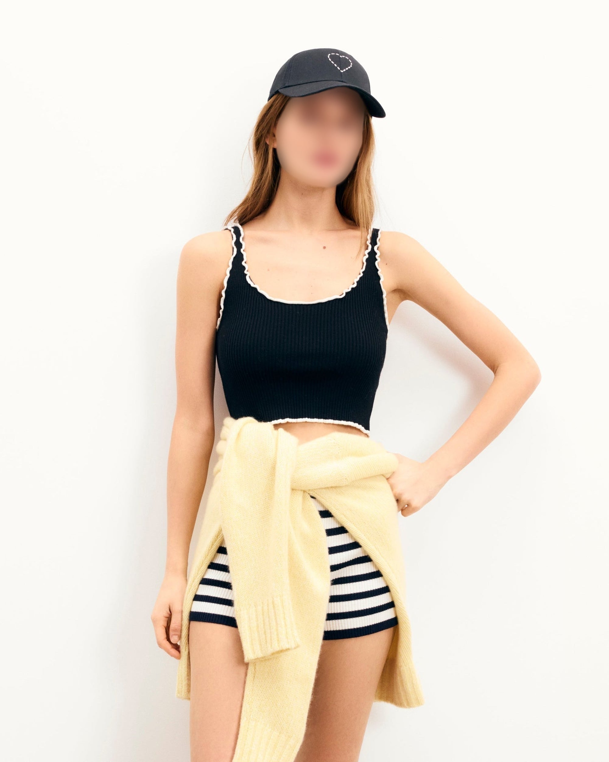 Casquette à visière courbée Cœur - Noir