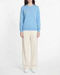 Pull à col rond en cachemire - Aqua Blue Mouline