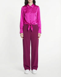 Chemise à manches longues Emma en soie - Tropical Raspberry