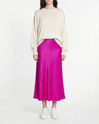 Jupe midi Vicky en soie - Tropical Raspberry