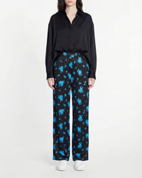 Régine silk wide-leg trousers - Midnight Bouquet