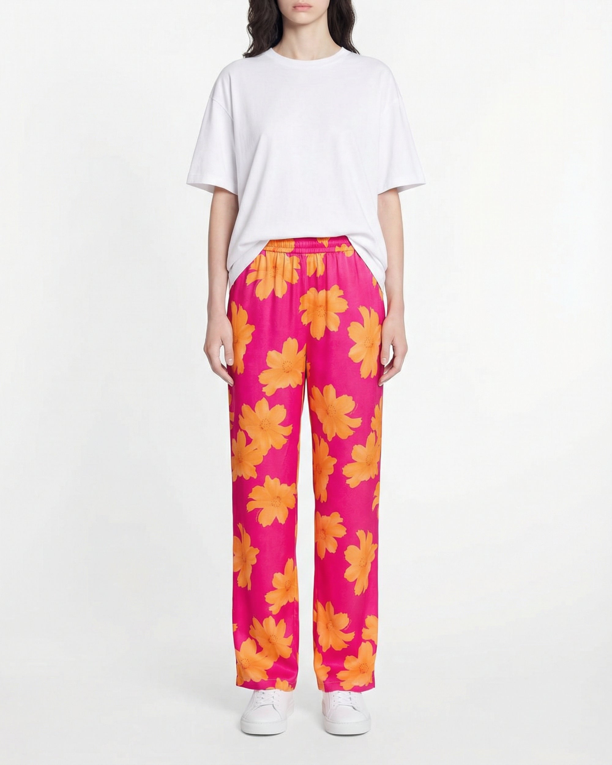 Pantalon large Régine en soie - Floating Garden
