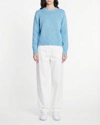Pull à col rond en cachemire - Aqua Blue Mouline