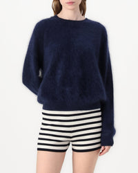 Pull à col rond en cachemire brossé - Navy