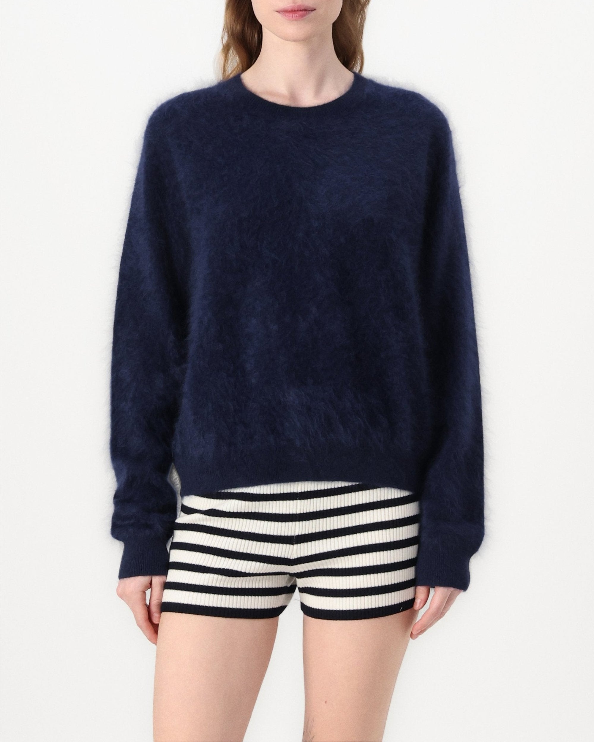 Pull à col rond en cachemire brossé - Navy