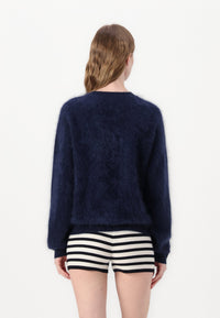 Pull à col rond en cachemire brossé - Navy
