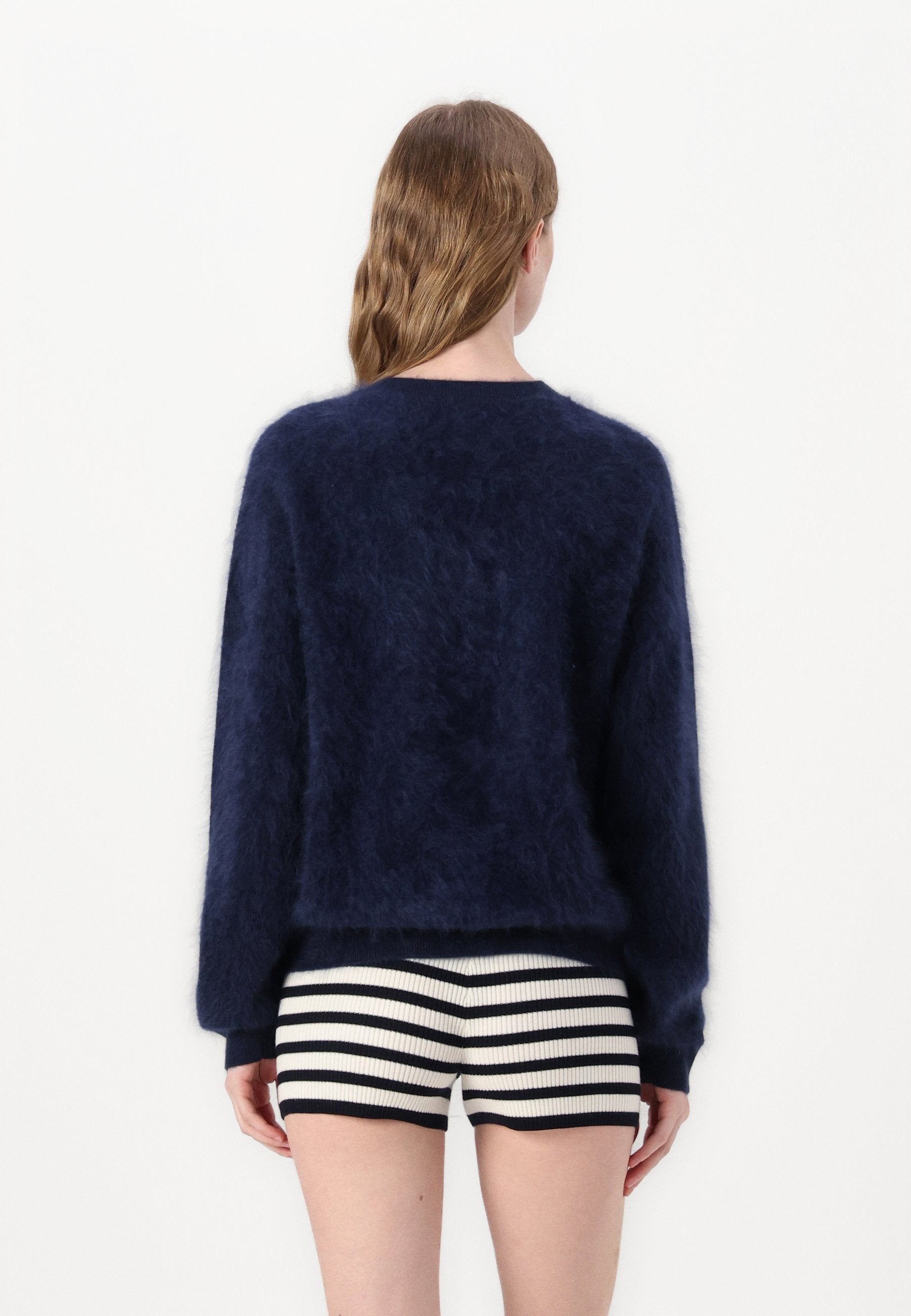 Pull à col rond en cachemire brossé - Navy