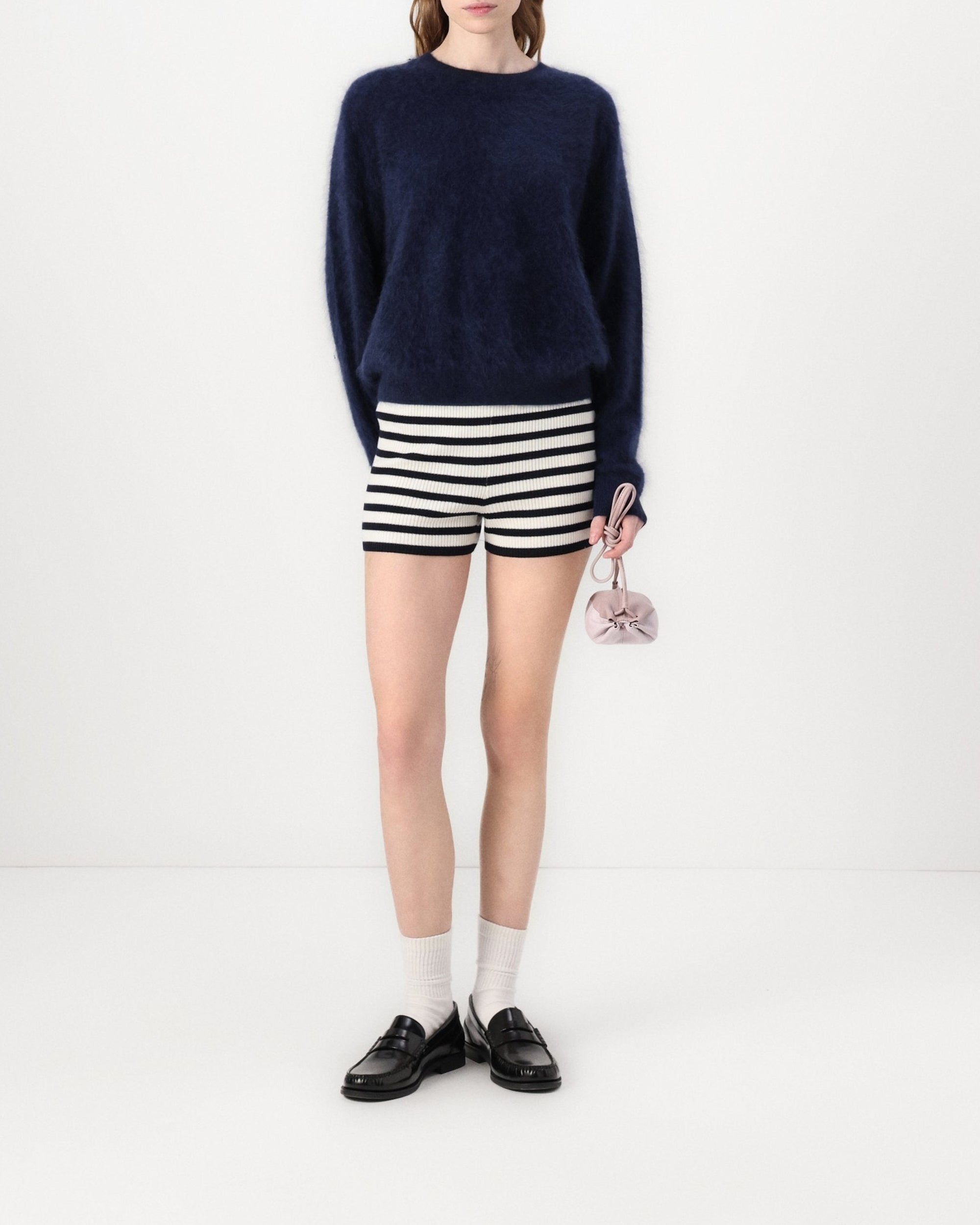 Pull à col rond en cachemire brossé - Navy