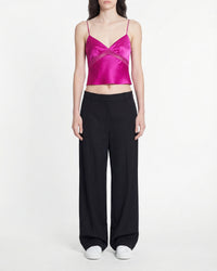 Dallia silk strapless top - Tropical Raspberry
