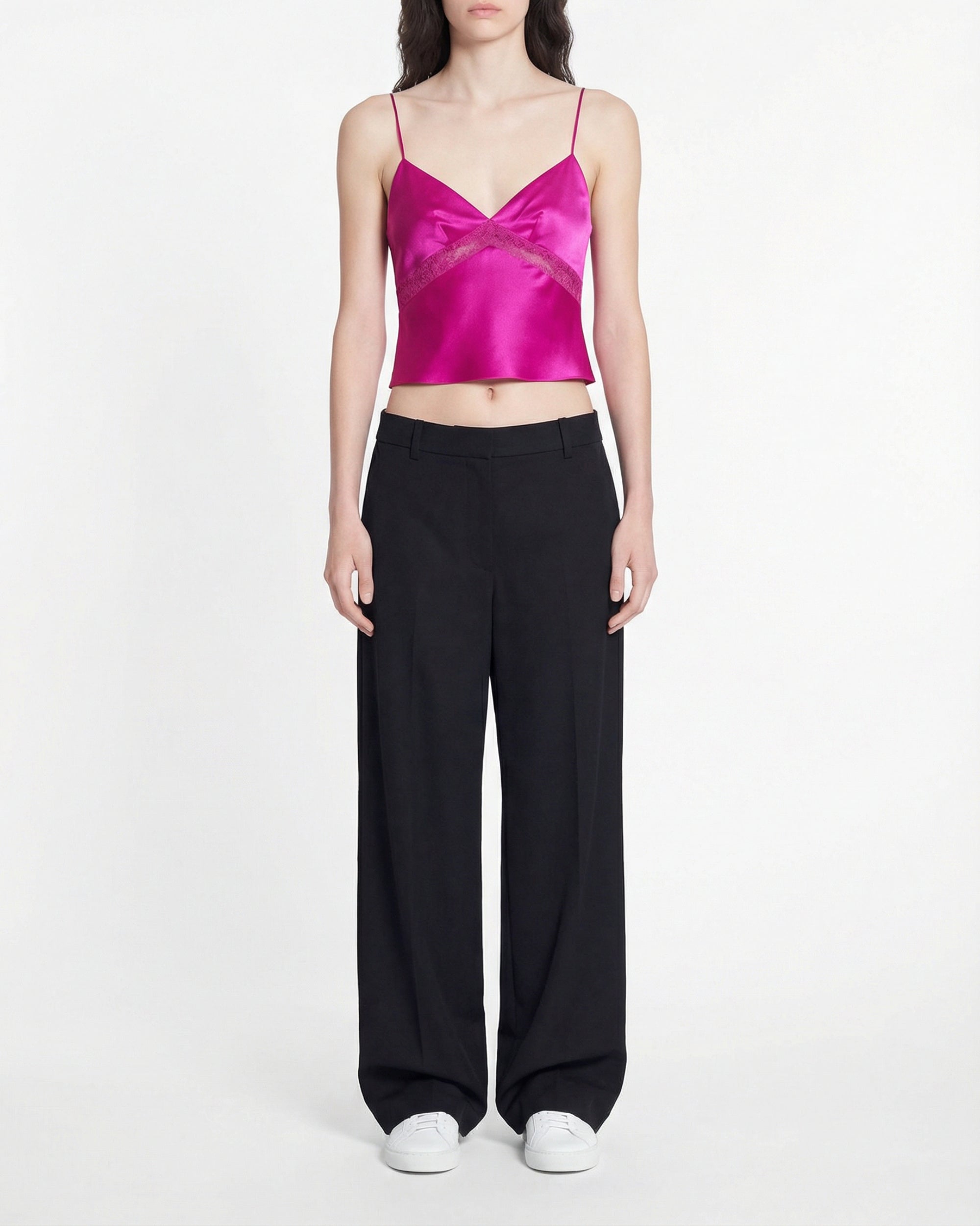 Dallia silk strapless top - Tropical Raspberry