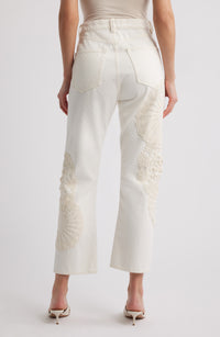 Vertical Crochet Crop Denim Trousers - Au Natural Clean