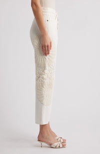 Vertical Crochet Crop Denim Trousers - Au Natural Clean