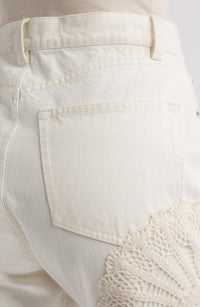 Vertical Crochet Crop Denim Trousers - Au Natural Clean