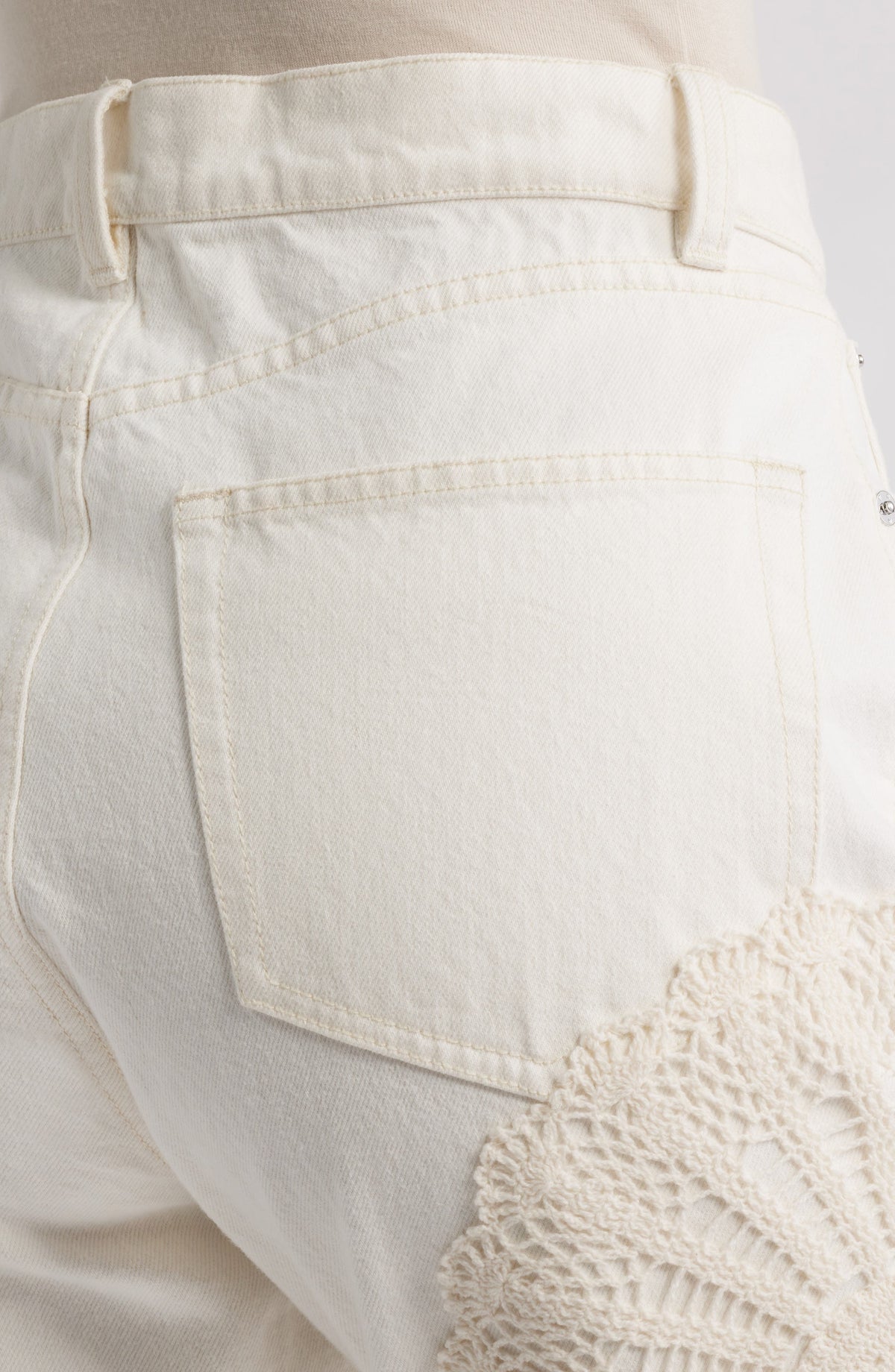 Vertical Crochet Crop Denim Trousers - Au Natural Clean