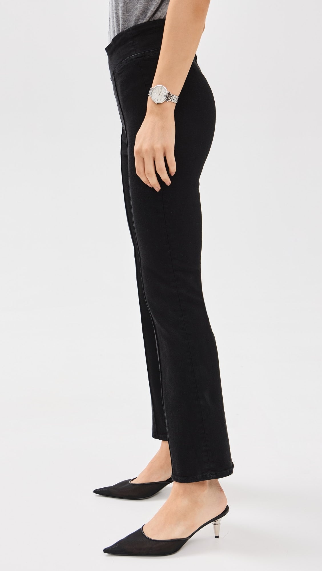 Pantalon Jet Set Crop Mini Boot Pintuck en denim - Sheen Noir