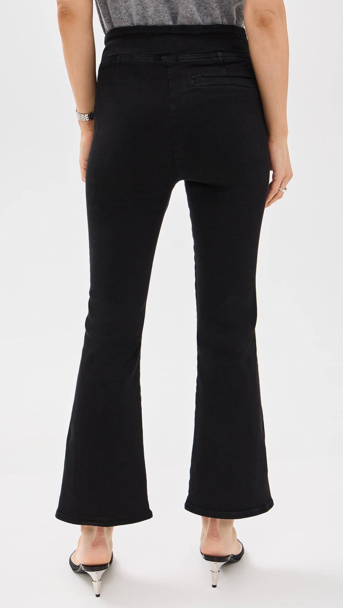 Pantalon Jet Set Crop Mini Boot Pintuck en denim - Sheen Noir