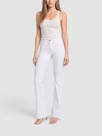 High-flare denim trousers - White