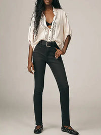 High-waisted skinny denim trousers - Kerry