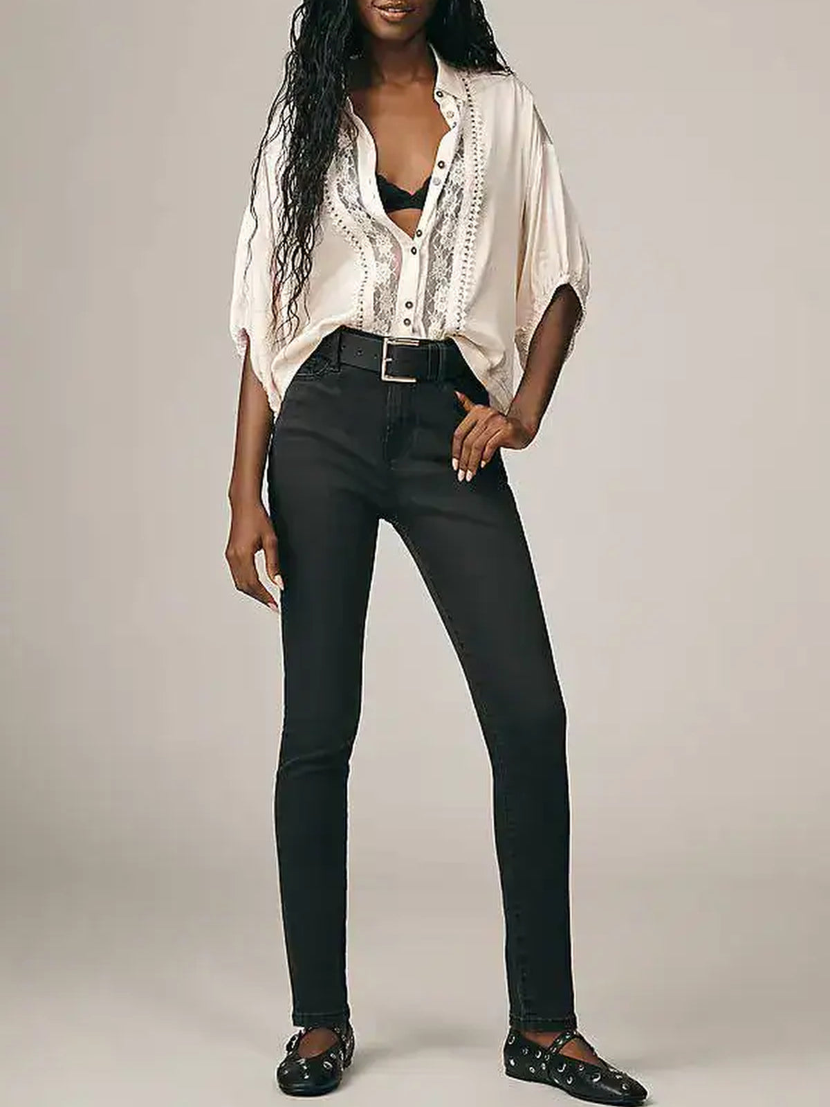 High-waisted skinny denim trousers - Kerry