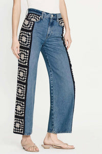 Pantalon Jane Wide Leg Crop Crochet en denim - Baines Clean